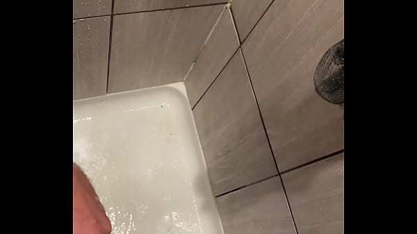 Pissing in shower after morning workout 