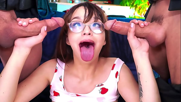 Crazy stepdaughter sucks two police officers that came_to control her crazyness