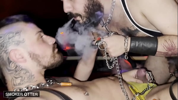 Cigar, cig smoke and hot pierced bareback gay sex