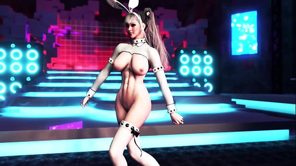 Playful slender girl in revealing outfit dancing on the strip club stage 