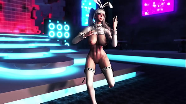 Playful slender girl in revealing outfit dancing on the strip club stage