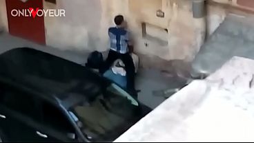 Voyeur Catches Impatient Lovers Doing It Right In The Public City Yard thumbnail