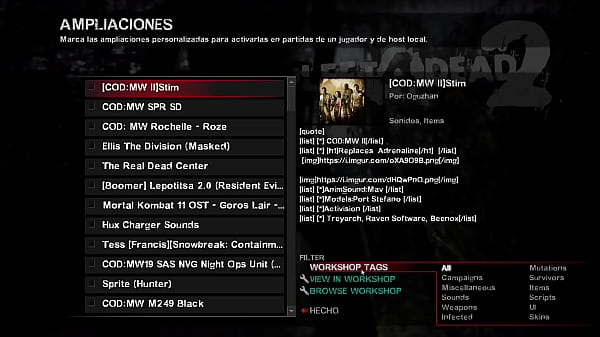 Como descargar modificacionespara left for dead dos 