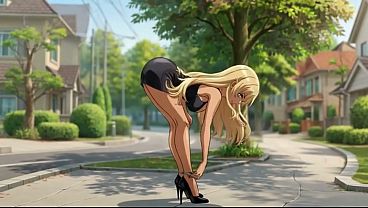 Street tease to sauna blonde mini skirt blowjob & facial ai generated