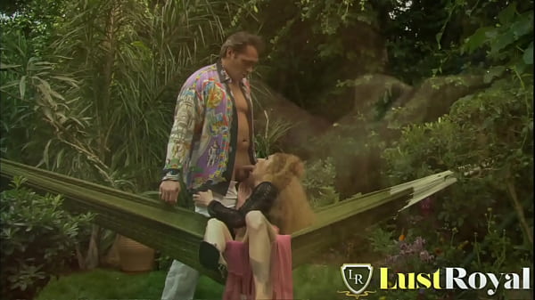 Hot hairy redhead milf banged in the garden 