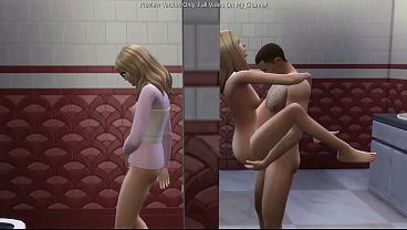 Cute Nerd Gets_Trapped_Inside The Bathroom And_Watches_Her Bestfriend Get Fucked sims 43D animation