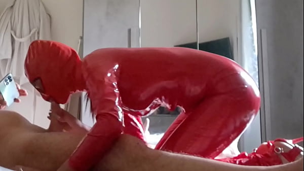 Preview milf in latex catsuit gives blowjob and swallows cum