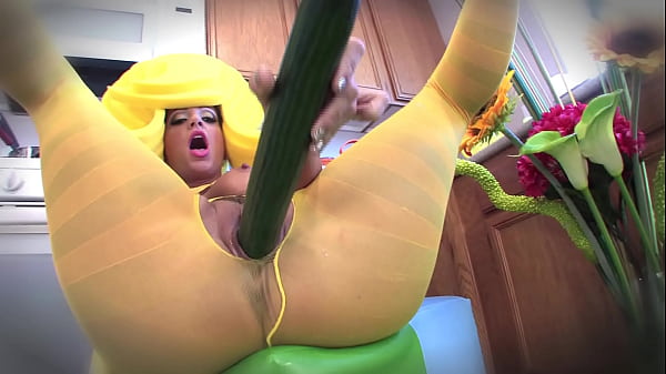 Hot Cosplay Babe Fucks Her Giant Cucumber In The Kitchen thumbnail