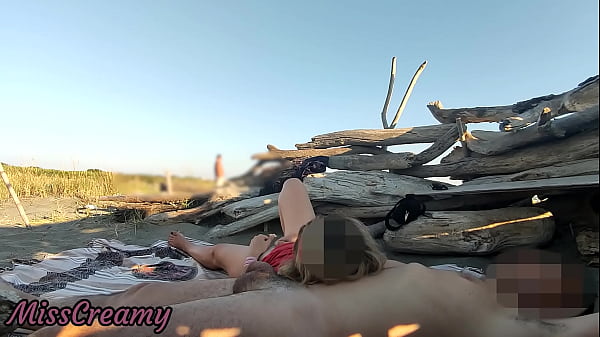 Pussy Flash - I Showed My Wet Pussy In Front Of A Voyeur On A Public Beach And He Started Jerking His Dick In Front Of Everyone - It's Very Risky thumbnail
