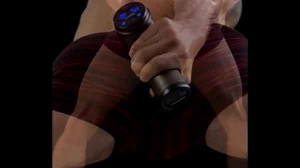 Aionjon stretching reverie with massage gun in tight shorts 