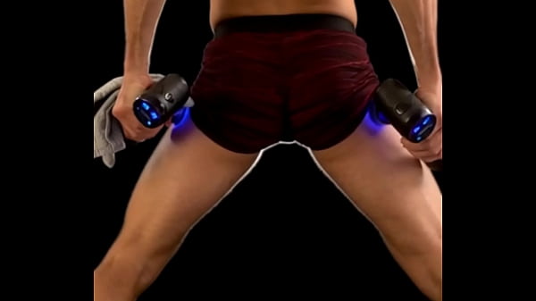 Aionjon stretching reverie with massage gun in tight shorts 