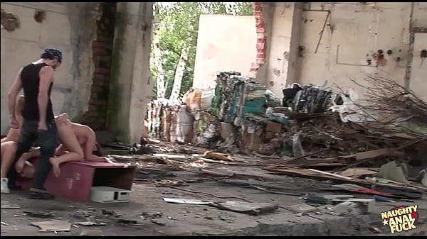 In Abandoned Structures, A Brunette And A Blonde Are Being Pursued And Penetrated thumbnail