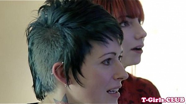 Inked transgirl straponfucked by redhead babe 
