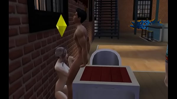 Sims blowjob in a club