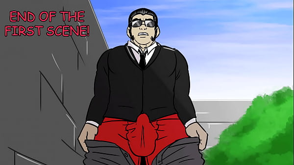 Gay Animated Security Guard Showing His Big Dick