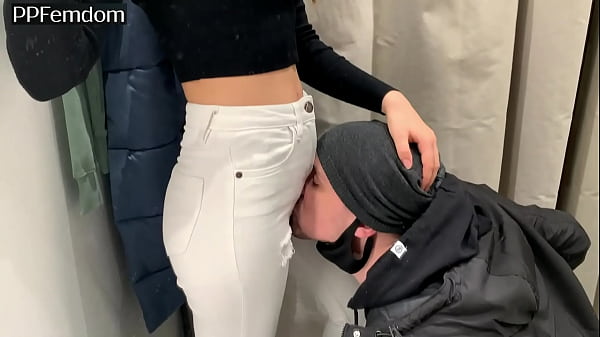 Spitting Public Humiliation and Kissing Ass and Pussy in White Jeans by Petite Mistress 