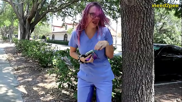 Milf Peeing Nurse Uniform In Public Street Pee Desperation thumbnail