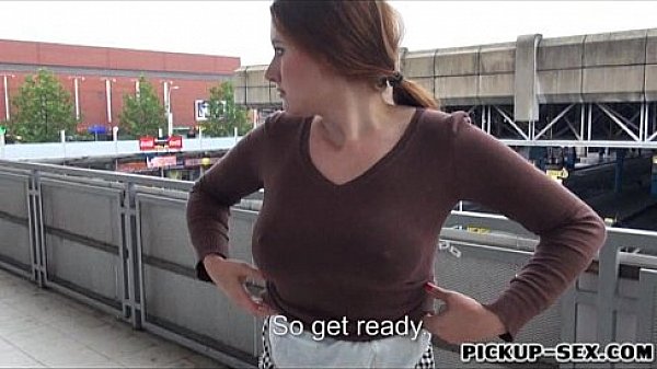 Helen flashes her big tits and fucked in the bus station 