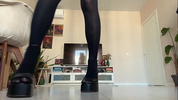 Trying on a new pair of heels 