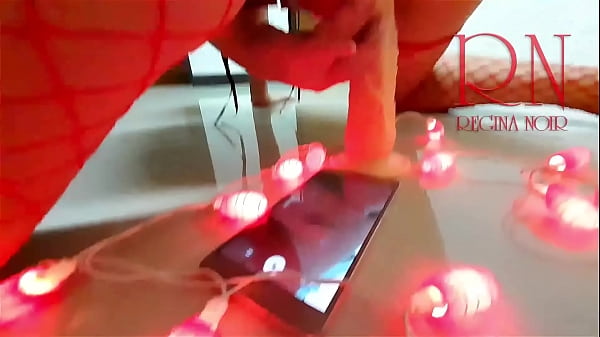 Woman in red mesh stockings gets a big dildo in_her pussy Regina Noir