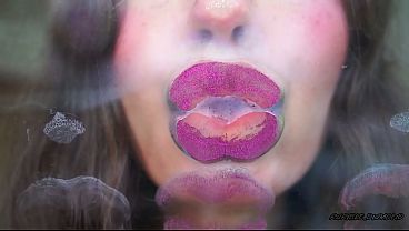 Melting Purple Metal Lips: Shiny Kisses &amp_ Messy Spit Play