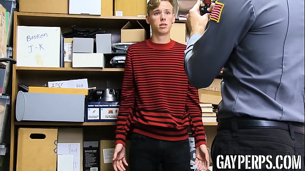 Cute young homo caught stealing by a security officer and forced to suck cock before riding raw. 