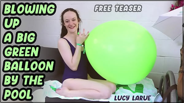 Nonton Blowing Up A Big Green Balloon By The Pool thumbnail