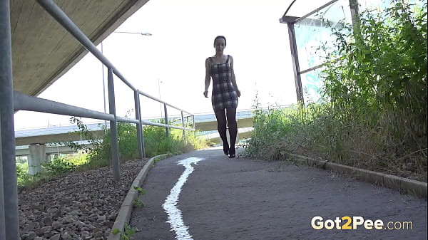 Got2pee Brings Another Desperately Peeing Girl In Showing Her Stockings - Featuring Big Puddle thumbnail