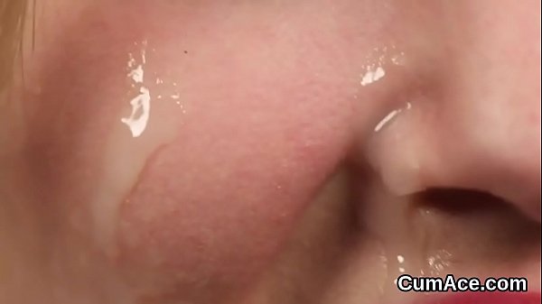 Horny hottie_gets cum load on her face sucking all the_jism