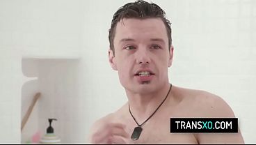 Blonde Trans Bimbo Having Sex In The Shower With Her Boyfriend thumbnail