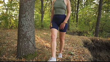 Hot girl with nice ass showing off her visible panty line outdoor 