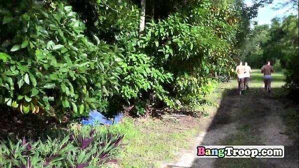 Gay soldiers having fun outside at the camp