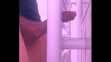 Fucking and Cumming on Towel Dryer with 8&quot_ Tranny Cock