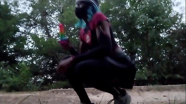 Sissy Slut Twerks & Gag on Dildo in Public 