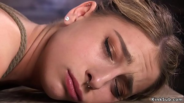 Tied up_solo brunette beauty bangs machine