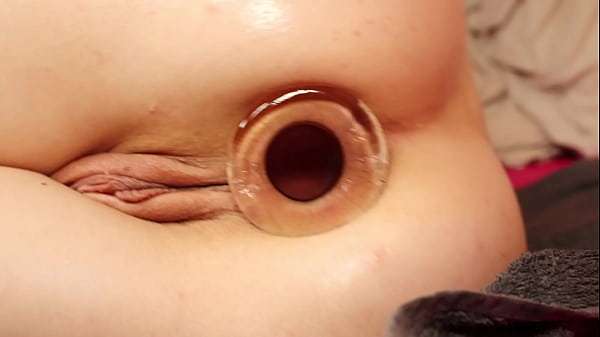 Skinny Slut Pixie Pink ANAL Training Session With Big Glass Buttplug