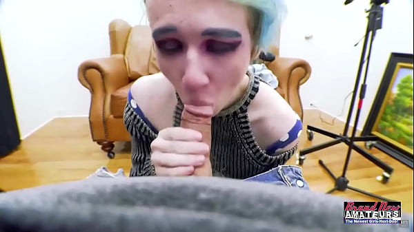 Blue Haired Exotic Coed Raven Masturbates And Deepthroats A Hard Cock! 