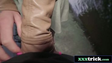 Skinny redhead pounded hard in a public tunnel 