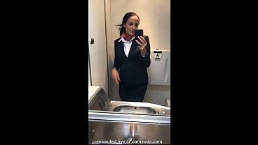 Play MP4 - latina stewardess joins the masturbation mile high club in the lavatory and cums
