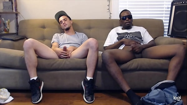 Good Looking Black Dude Has His White Buddy Masturbate With Him thumbnail