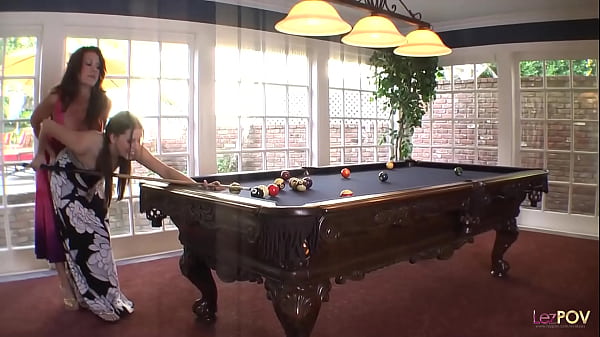 Billiard lesson from the lesbian milf gets arousing as she touches and eats the ass of the brunette
