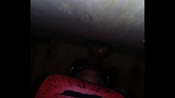 Excited sissygurl deepthroats entire 10&quot black bull cock thru a glory hole