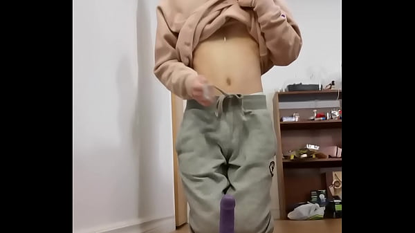 Cute Asian Sissy Twink Femboy White Socks in Chastity Cage 