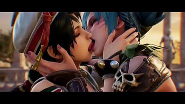 Tira x Talim Lesbian Kissing (Soul Calibur / AI generated)