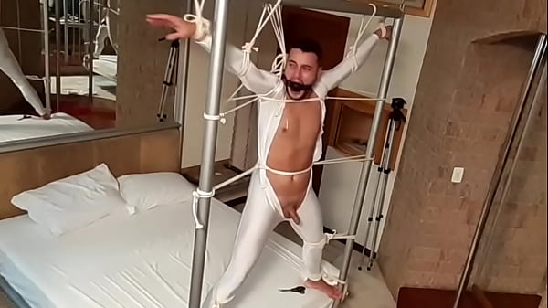 Matheus In Bondage In Lycra Jumpsuit Ballgagged And Teased Struggling Behind The Scenes From Bondageman&reg; thumbnail