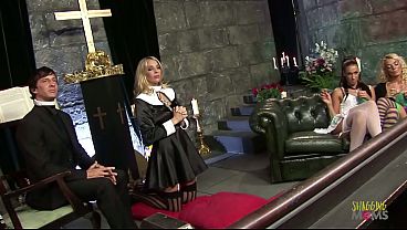 Praying Goes Smoothly But Something Is Brewing Inside The Weird Church. Soon The Milfs Get A From A Guy With His Massive Meat Out, So They Mesmerizingly Crawl Towards Him In Hopes Of An Orgy. thumbnail