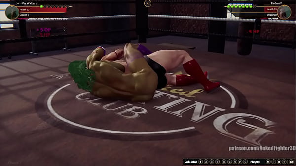 Jennifer Walters VS_Redwolf_Naked Fighter 3D