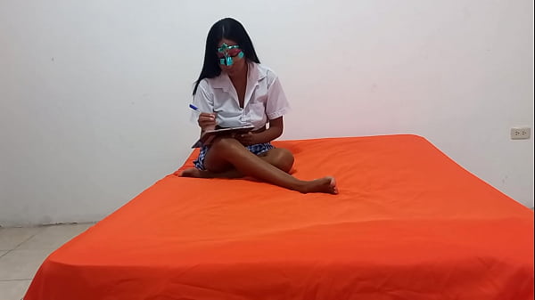 Mexican student skips classes to stay home making homemade porn and showing off her delicious natural tits 