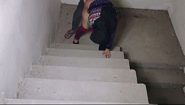 Stepbrother fucked big stepsister on stairs