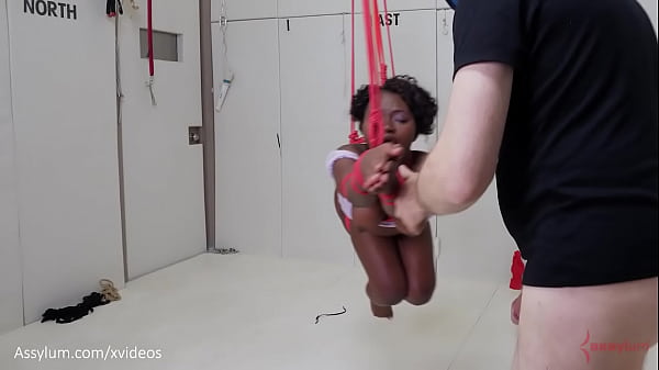 Play MP4 - Beautiful black submissive gets gagged&comma; tied up&comma; ass punished&comma; and turned into an anal compass to help her dominant conquer space - Noemie Bilas